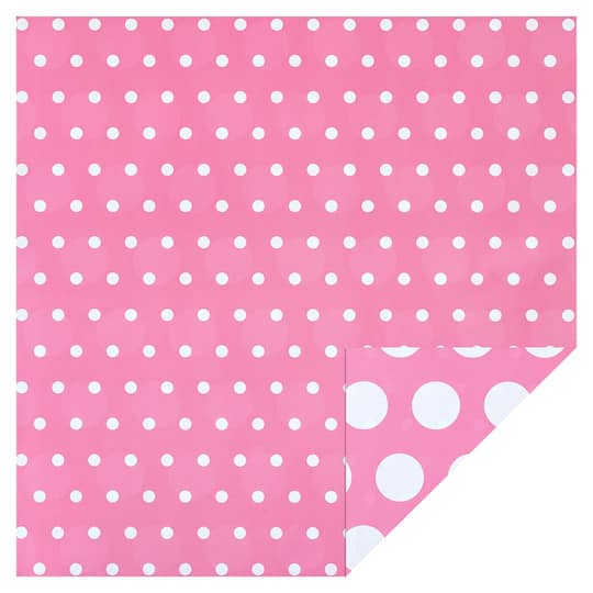 Pink &#x26; White Dot Double-Sided Cardstock Paper by Recollections&#x2122;, 12&#x22; x 12&#x22;